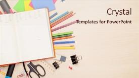  Presentation with notepad - Colorful slide deck enhanced with blank notepad over school backdrop and a lemonade colored foreground