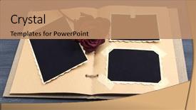  Presentation with old album - Presentation theme consisting of blank old photos in album background and a coral colored foreground