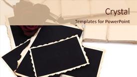  Presentation with white letters - Slide set with blank old photos letters and dried flower isolated on white background and a lemonade colored foreground