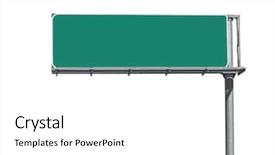  Presentation with directional - Audience pleasing PPT theme consisting of blank overhead freeway directional sign backdrop and a white colored foreground