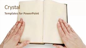  Presentation with blank bible - Audience pleasing slide deck consisting of blank pages with woman hands backdrop and a  colored foreground