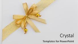  Presentation with cream gold texture paper - Beautiful slide set featuring blank paper and gold ribbon backdrop and a light gray colored foreground