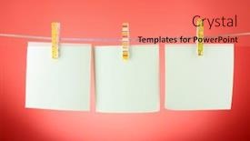  Presentation with paper line - PPT layouts consisting of blank paper sheets on a clothes line against the red background background and a coral colored foreground