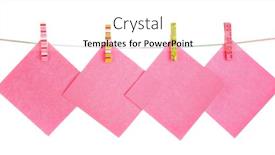  Presentation with paper line - PPT theme enhanced with blank paper sheets on a clothes line on a white background background and a cream colored foreground