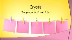  Presentation with paper line - Slides enhanced with blank paper sheets on a clothes line against the yellow background background and a white colored foreground