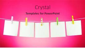  Presentation with paper line - PPT layouts having blank paper sheets on a clothes line against the pink background background and a gray colored foreground