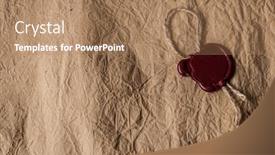  Presentation with wax - Audience pleasing slide set consisting of blank paper with wax seal on wooden table backdrop and a coral colored foreground