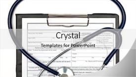  Presentation with clipboard stethoscope - PPT theme having medical form - blank patient information on clipboard background and a white colored foreground