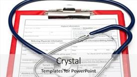  Presentation with clipboard stethoscope - Presentation theme with blank patient information on red background and a white colored foreground