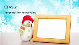  Presentation with christmas empty blank letter - Colorful slide deck enhanced with blank photo frame and christmas backdrop and a cool aqua colored foreground