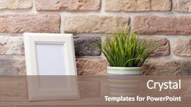  Presentation with brick - Presentation theme enhanced with blank photo frame and plant background and a violet colored foreground