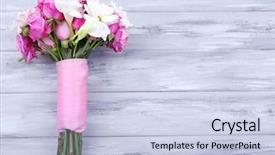  Presentation with wedding - Presentation theme consisting of blank photo frames - beautiful wedding bouquet on wooden background and a lemonade colored foreground