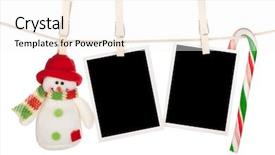  Presentation with blank album frames old - Slide deck featuring blank photo frames and snowman background and a white colored foreground