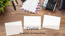  Presentation with camera - Slides consisting of blank photo frames camera background and a coral colored foreground