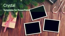  Presentation with christmas tree - PPT layouts having blank photo frames with christmas background and a tawny brown colored foreground