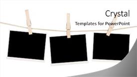  Presentation with rope - PPT layouts enhanced with blank photos hanging on clothesline background and a white colored foreground