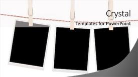  Presentation with blank - Presentation theme featuring blank photos hanging on clothesline background and a sky blue colored foreground