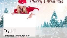  Presentation with christmas best wishes - Cool new theme with blank placard against merry christmas backdrop and a sky blue colored foreground