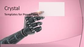  Presentation with robotic arm - Theme having blank placard against pink background background and a lemonade colored foreground