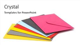  Presentation with postcard - PPT layouts consisting of blank postcard - envelopes isolated on the white background and a  colored foreground