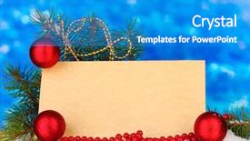  Presentation with postcard - Audience pleasing theme consisting of blank postcard christmas balls and fir-tree on blue background backdrop and a teal colored foreground