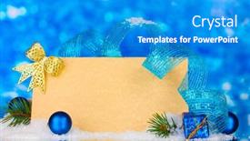  Presentation with postcard - Cool new PPT layouts with blank postcard christmas balls backdrop and a teal colored foreground