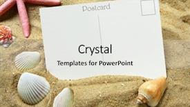  Presentation with postcard - PPT theme featuring blank postcard in beach sand background and a white colored foreground