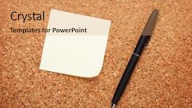  Presentation with cork - Audience pleasing presentation theme consisting of blank postit note on cork backdrop and a coral colored foreground