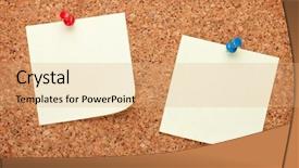  Presentation with wood board - Presentation design enhanced with blank postit notes on cork background and a coral colored foreground