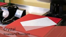  Presentation with polygraph lie detector machine - Presentation theme featuring blank puzzle on printing machine background and a  colored foreground