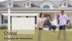  Presentation with estate - Colorful PPT theme enhanced with blank real estate sign backdrop and a mint green colored foreground