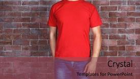  Presentation with red brick wall - PPT layouts featuring blank red t-shirt background and a violet colored foreground