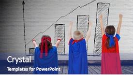  Presentation with superhero - PPT layouts consisting of data graphs - digital composite of superhero kids background and a ocean colored foreground