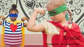  Presentation with children superhero kids aspiration imagination - Beautiful slide deck featuring blank room background with heart backdrop and a red colored foreground