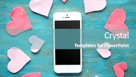  Presentation with hearts - Presentation theme consisting of blank screen and hearts background and a teal colored foreground