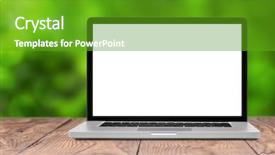  Presentation with laptop blank screen - Presentation theme consisting of blank screen on wood background and a tawny brown colored foreground