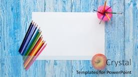  Presentation with paint art - Presentation having blank-sheet-colored-pencils background and a light blue colored foreground
