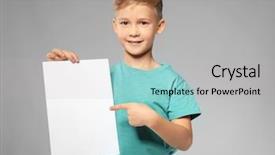  Presentation with blank - Colorful theme enhanced with cute boy with blank sheet backdrop and a light gray colored foreground