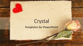  Presentation with hear - Presentation theme having blank sheet of paper with little hear and dried rose on wooden table background background and a lemonade colored foreground