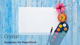  Presentation with paint art - Presentation theme enhanced with blank-sheet-paints-and-paint background and a light blue colored foreground