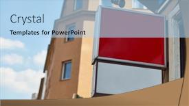  Presentation with company - Audience pleasing presentation design consisting of blank-sign-as-a-mock backdrop and a light blue colored foreground