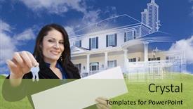  Presentation with rolling hills - Slide set featuring blank sign with ghosted house background and a mint green colored foreground