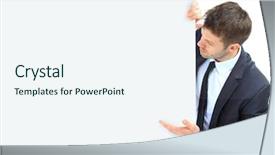  Presentation with signboard - Amazing slide set having blank signboard isolated over white backdrop and a sky blue colored foreground