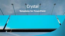  Presentation with signboard - PPT theme enhanced with blue freeway sign - blank signboard over a highway background and a teal colored foreground