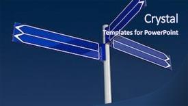  Presentation with aircraft six sigma - Audience pleasing presentation theme consisting of blank signpost with six arrows backdrop and a navy blue colored foreground