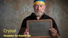  Presentation with blue yellow - Slide set enhanced with blank-slate-blackboard-held background and a tawny brown colored foreground