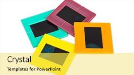  Presentation with metal frames frame and steel - Cool new presentation theme with blank slides border - photo frames for slide isolated backdrop and a  colored foreground