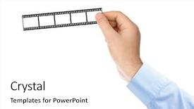  Presentation with film black and white - PPT theme with blank slides border - photographic film in hands isolated background and a white colored foreground