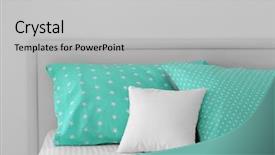  Presentation with bed - Amazing slides having blank soft pillow on bed backdrop and a light gray colored foreground