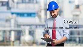  Presentation with industrial - Slide deck with blank software engineer - industrial banner background and a light blue colored foreground